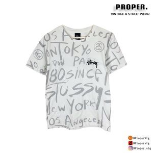 Stussy T Shirt All over Print Logo Tee